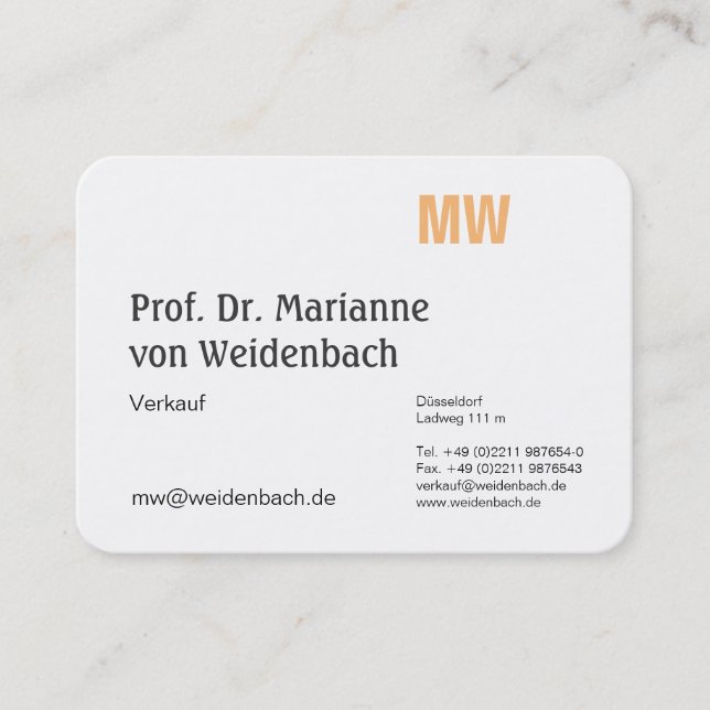 Maximally elegant business card (Front)