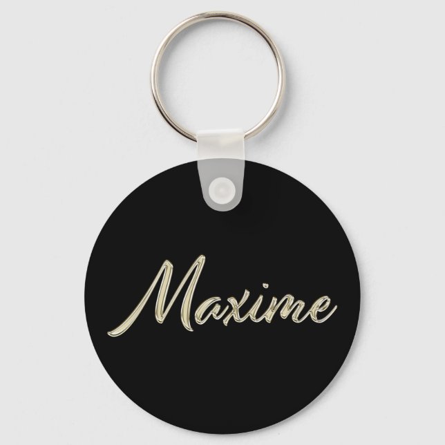 Maxime Name whitegold Button Schlüsselanhänger Key Ring (Front)
