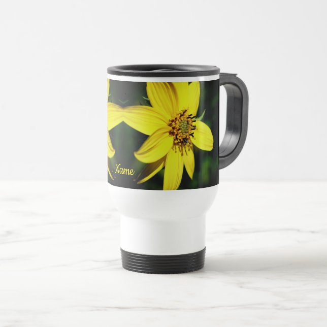 Maximilian Sunflower Flower Personalised  Travel Mug (Front Right)