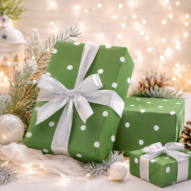 Maximum Green Polka Dots  Wrapping Paper (Creator Uploaded)