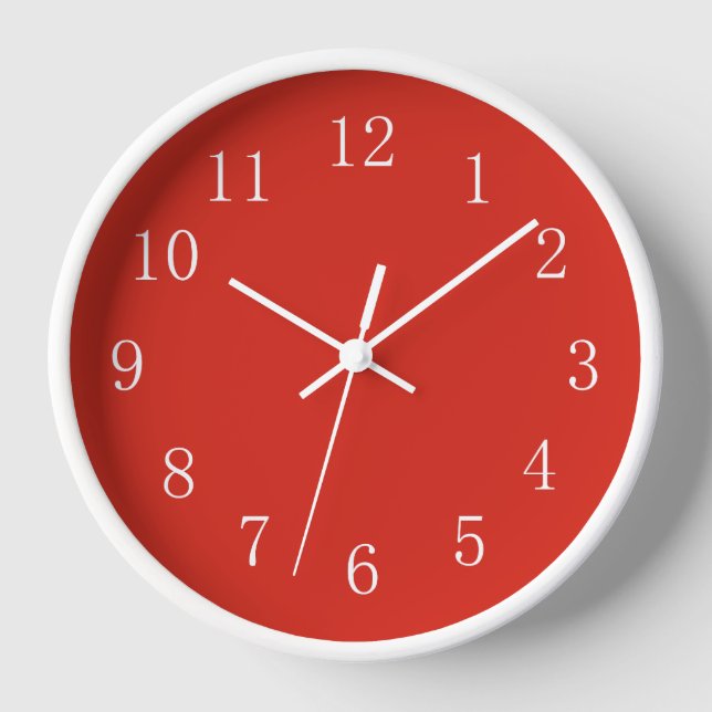 Maximum Red with White Hands, Numbers, Frame Clock (Front)