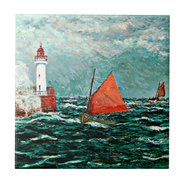Maxine Maufra art: Back to Fishing Boats Tile (Front)