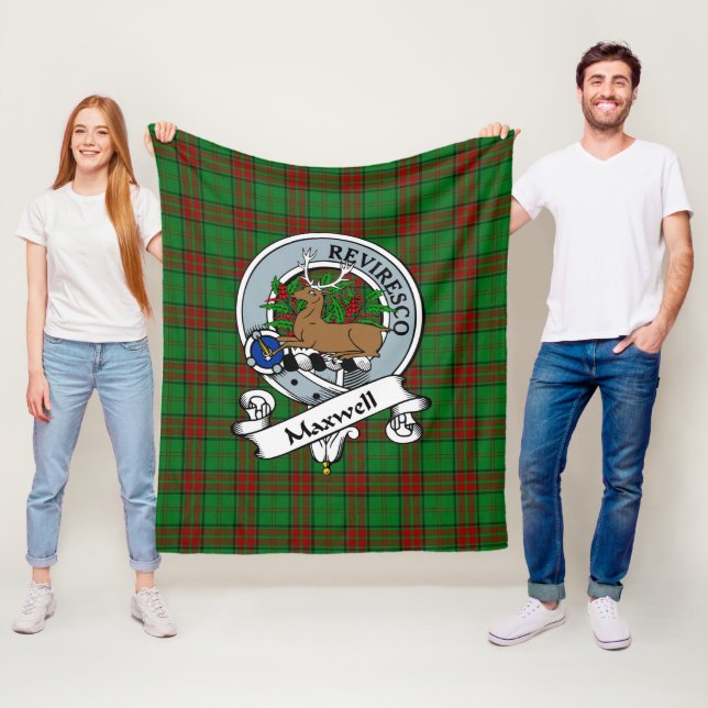 Maxwell Hunting Clan Badge Tartan Plaid Fleece Blanket (In Situ)