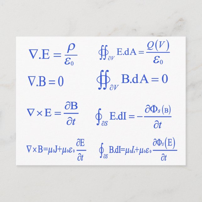 maxwell physics equation postcard (Front)