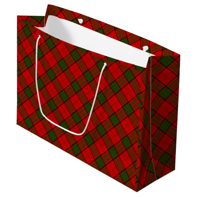 Maxwell tartan red green plaid large gift bag (Front Angled)
