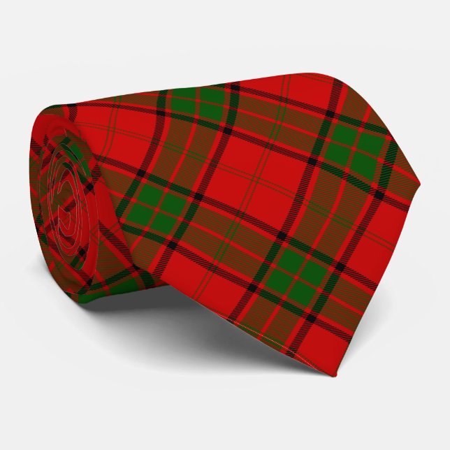 Maxwell tartan red green plaid tie (Rolled)