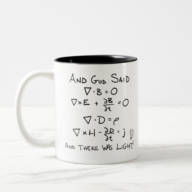 Maxwell's Equations and God Said There Was Light Two-Tone Coffee Mug (Left)