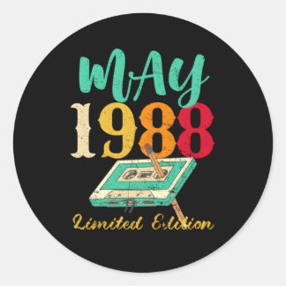 May 1988 Cassette Pencil 35Th Classic Round Sticker