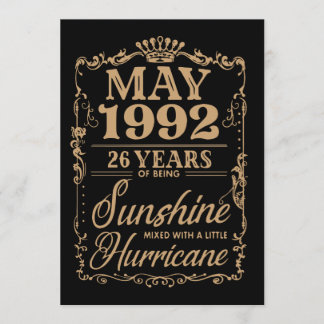 may 1992 26 years of being sunshine birthday t-shi card