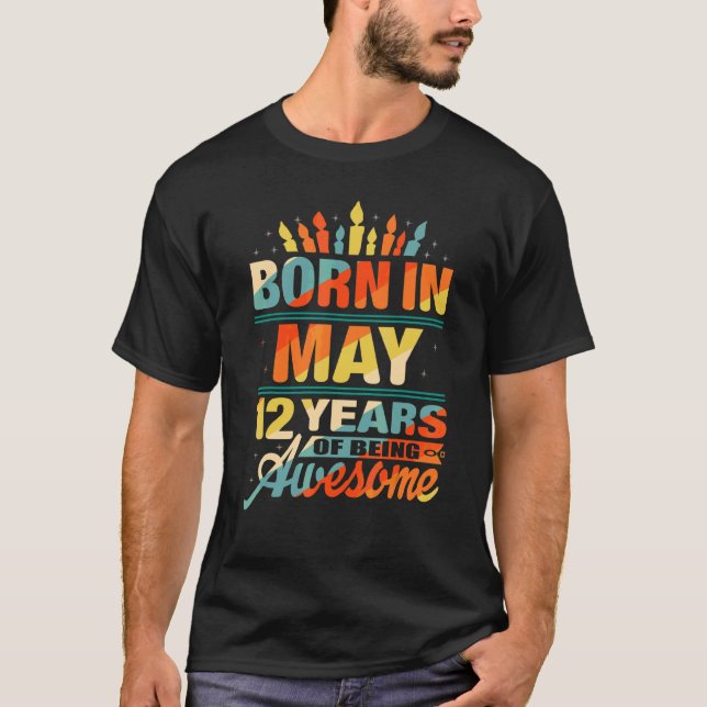 May 2010 12 Year Old 12th Birthday  Candle Graphic T-Shirt (Front)