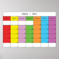 May 2025 colour days calendar planer