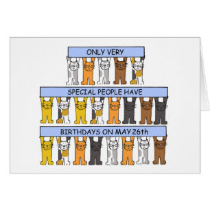 May 26th Birthday, Cute Cartoon Cats.
