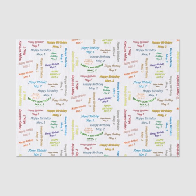 May, 2 Birthday Tissue Paper (Front)
