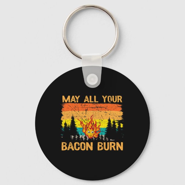 May All Your Bacon Burn Grilling Steak Cooking Bee Key Ring (Front)