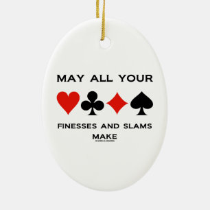 May All Your Finesses And Slams Make (Bridge) Ceramic Tree Decoration