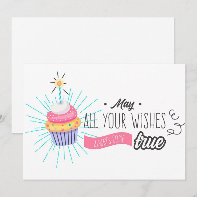 May all your wishes come true Birthday Holiday Card (Front/Back)