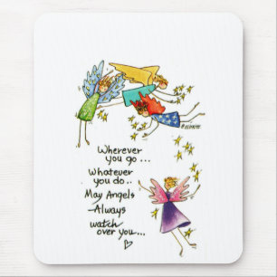 "May Angels Always Watch Over You" drawing phrase2 Mouse Pad