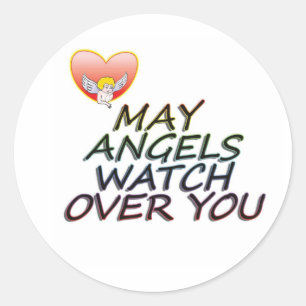 MAY ANGLES WATCH OVER YOU CLASSIC ROUND STICKER