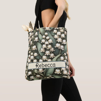 May Birth Flower Personalised Lily of the Valley Tote Bag