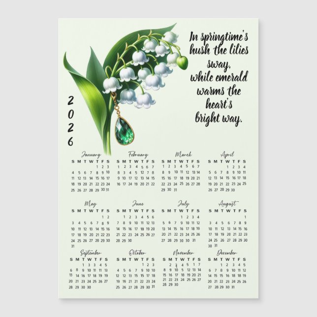 May Birth Flower & Stone Calendar (Front)