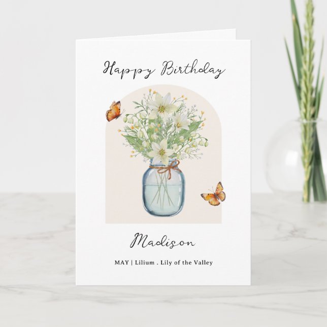 May Birth Month Flower Birthday Card (Front)