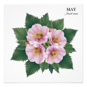 May Birthday Hawthorn Bloom: Personalized Floral Photo Print