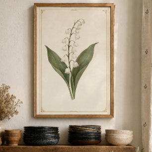 May birthday month Lily of the Valley Botanical Poster