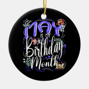May Birthday Month, Lily of the Valley Flower Ceramic Tree Decoration