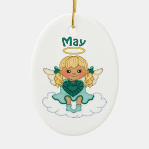 May Birthstone Angel Blonde Ceramic Tree Decoration