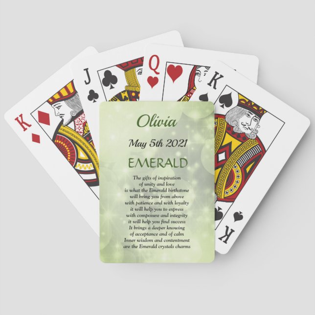 May Birthstone Emerald design Playing Cards (Back)