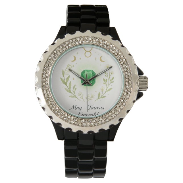 May Birthstone Watch – Elegant Emerald Energy Desi (Front)