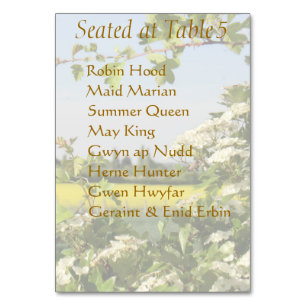 May Blossom Handfasting Table Card with Guest List