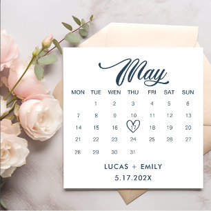 May Calendar Dark Blue Wedding Napkin