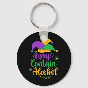 May Contain Alcohol Funny Mardi Gras 2024 Drinking Key Ring