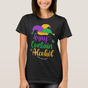 May Contain Alcohol Funny Mardi Gras 2024 Drinking T-Shirt