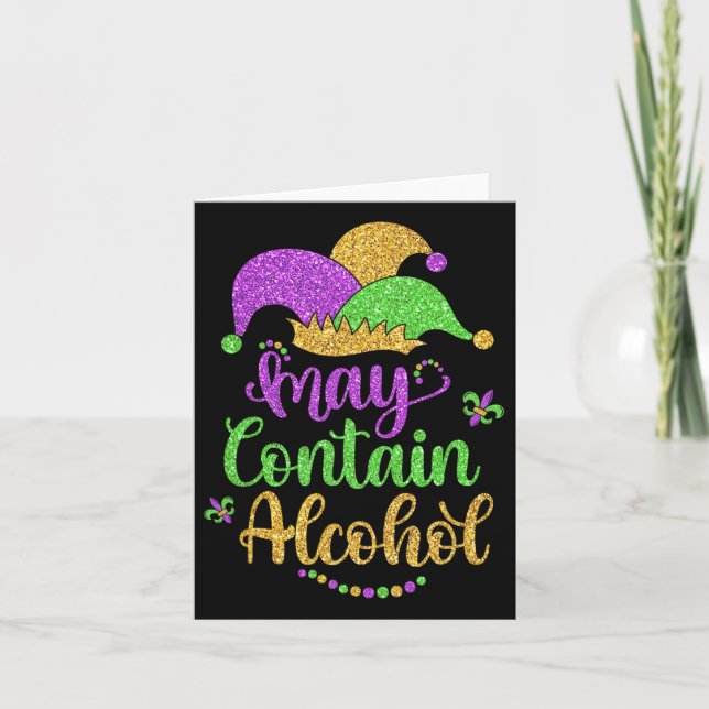 May Contain Alcohol Funny Mardi Gras 2025 Drinking Card (Front)