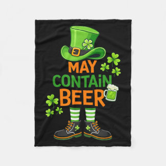 May Contain Beer Funny St Patrick Day Humour Fleece Blanket