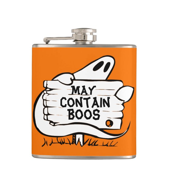 May Contain Boos Ghost Hip Flask (Front)