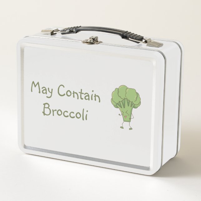 May Contain Broccoli Laughing Green Stalk Metal Lunch Box (Front)