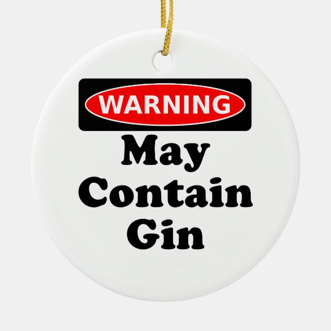 May Contain Gin Ceramic Tree Decoration (Front)