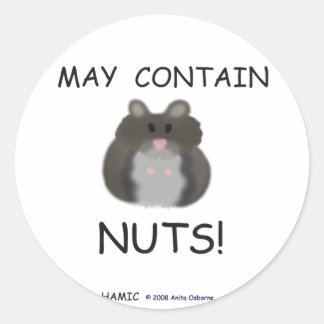May Contain Nuts Winter White Hamster Classic Round Sticker