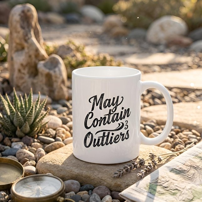 May Contain Outliers Mug (Lifestyle Shot)