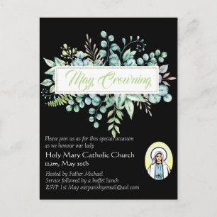 May Crowning Invites Virgin Mary Catholic Invites Postcard