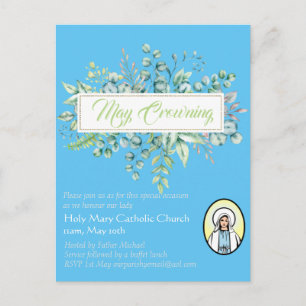 May Crowning Invites Virgin Mary Catholic Invites Postcard