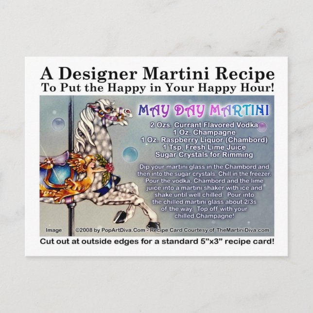 May Day Martini Recipe Card Postcard (Front)