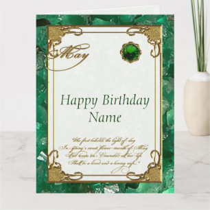 May Emerald Birthstone Birthday 8.5x11 Card