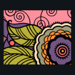 MAY FLOWER - LOVELY ART DECO FLORAL POSTER<br><div class="desc">Our Art Deco flower for May. A large flower with swirling accents in shades of pink,  orange,  coral,  mauve,  grape and greens.</div>
