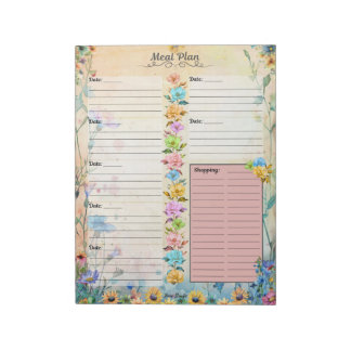 May Flowers 7 Day Meal Planner Notepad