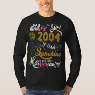 May Girl 2004 Sunflowers Butterflies 18th Birthda T-Shirt