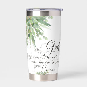 May God be gracious, green and gold leaves Insulated Tumbler
